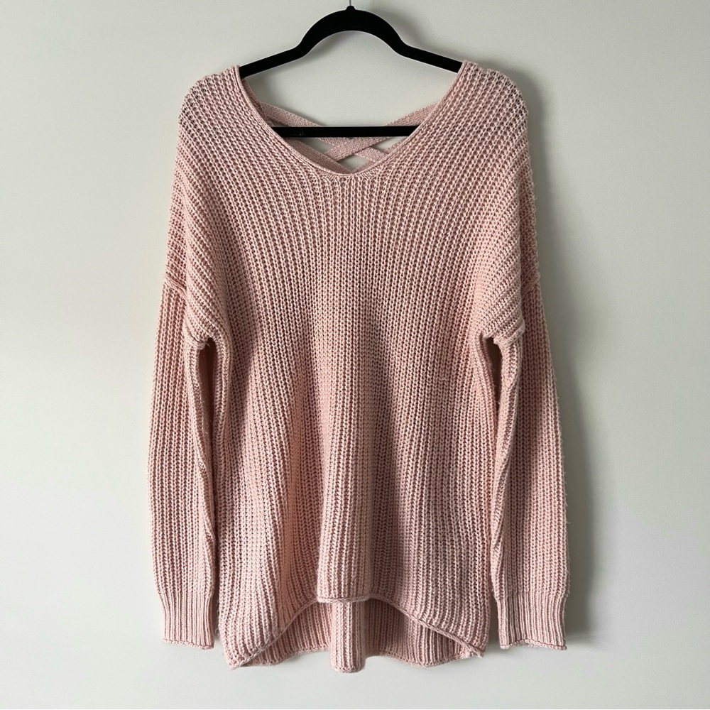 Mossimo Supply Co. Peach V-Neck Oversized Sweater